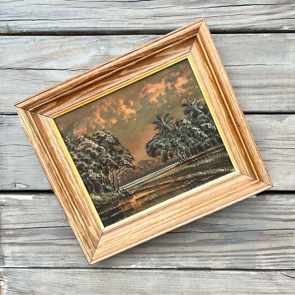 Old Florida Painting Swamp Moss River Framed - Picture 3 of 11